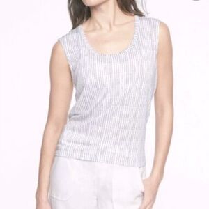 Athleta Womens Breezy Muscle Tee Shirt Tank top  White & gray XX small